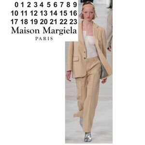 Maison Margiela Beige Dress Pants Wool Size IT 46 High Rise